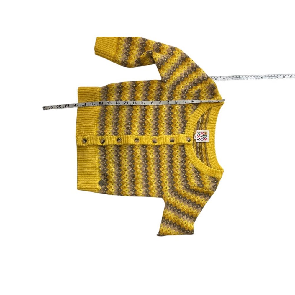 Roxy Yellow & Brown Argyle Pattern Cardigan Wool … - image 8